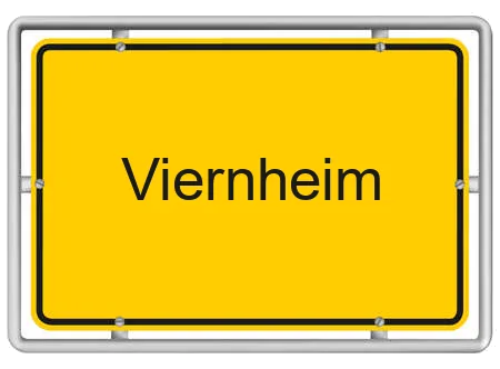 Gelbes Ortsschild mit der Aufschrift Viernheim