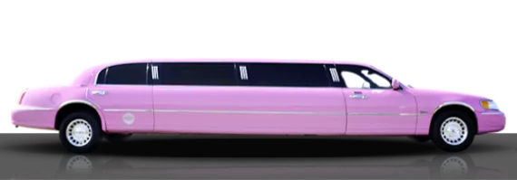 Pinke Stretch-Limousine Lincoln Pink in Rück-, Seiten- und Frontansicht